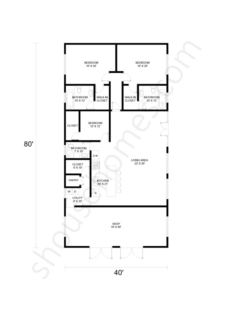 40x80 shop house floor plan